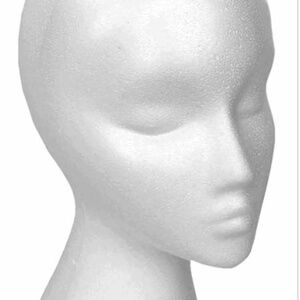 HAT OR WIG STAND, FEMALE HEAD, VIRGIN STYROFOAM, WHITE, KEEP YOUR ITEMS IN SHAPE